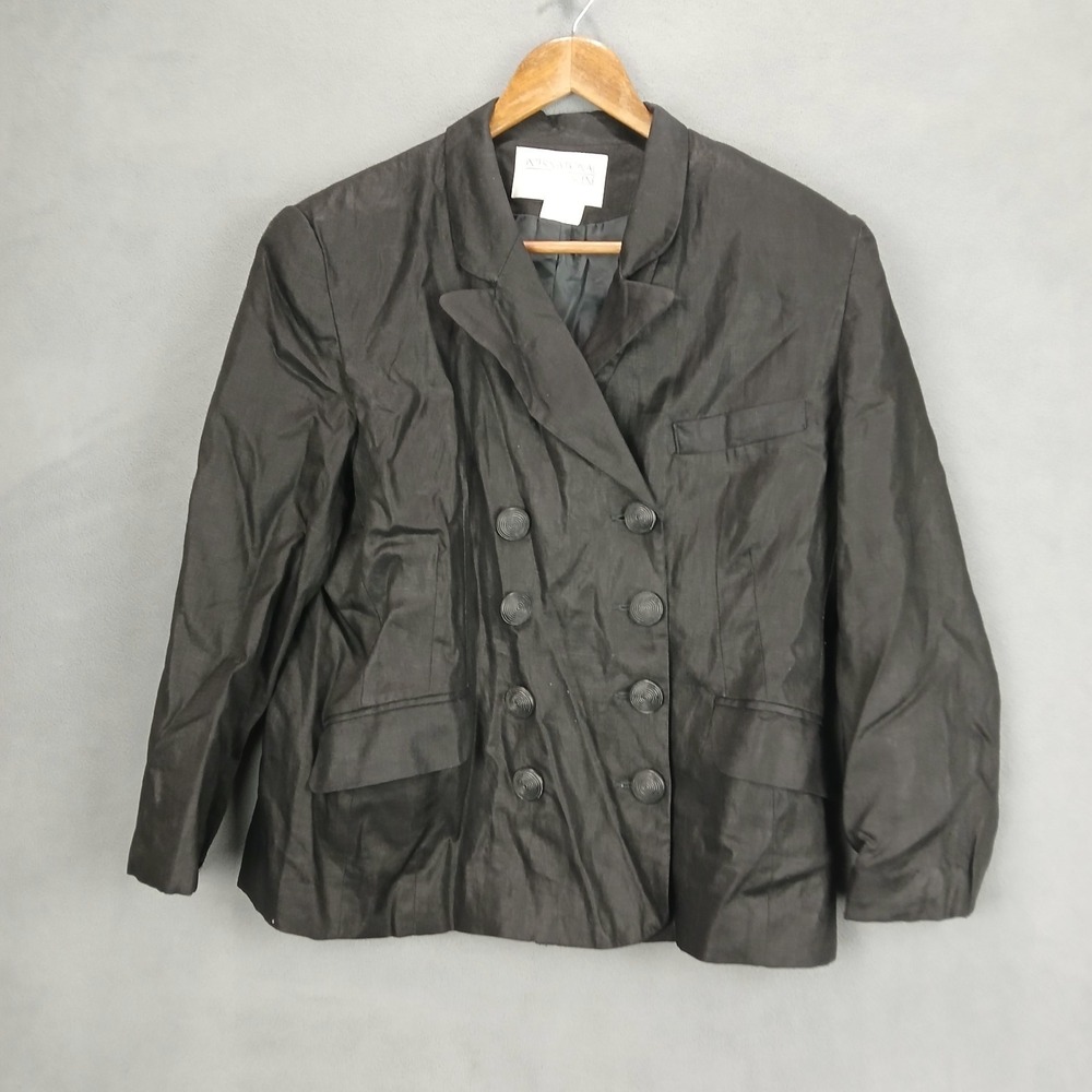 International Scene Blazer Jacket Womens 14 Black Double Breasted Peak Lapel